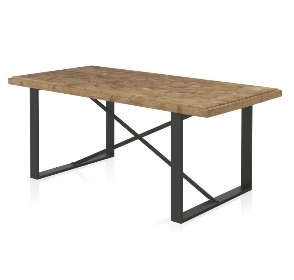 Mesa comedor estilo industrial madera maciza y acero