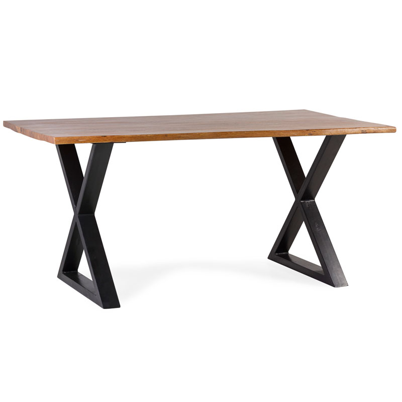 Mesa comedor estilo industrial de madera y acero