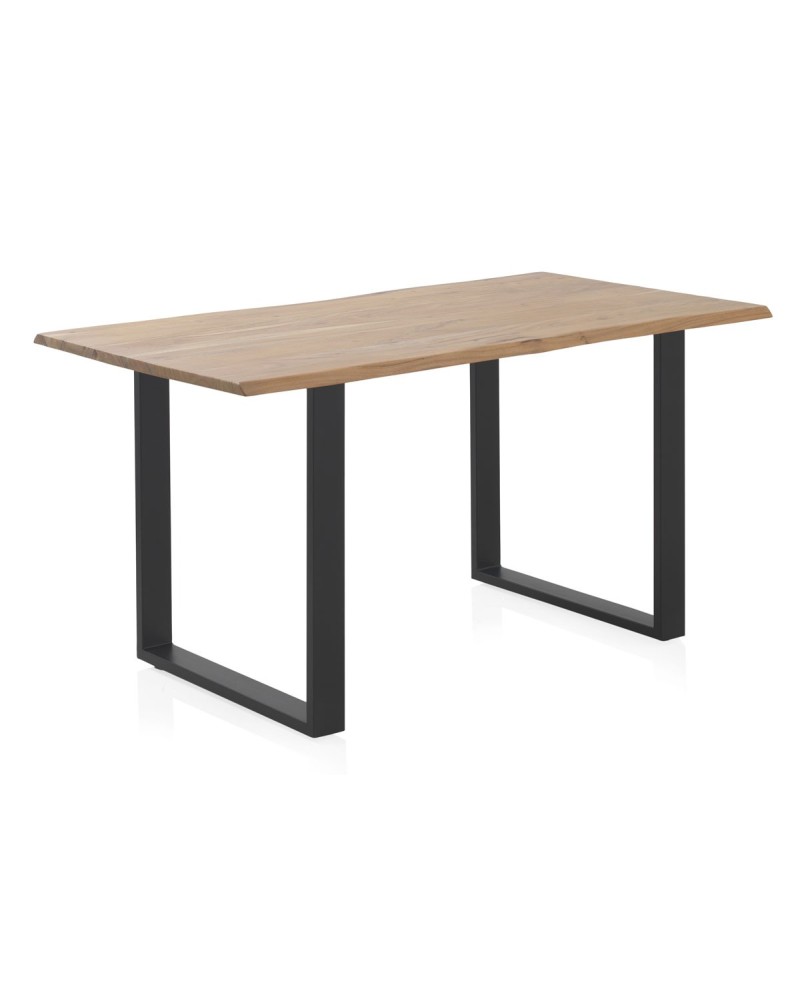 Mesa diseño industrial tablero de madera maciza patas de acero