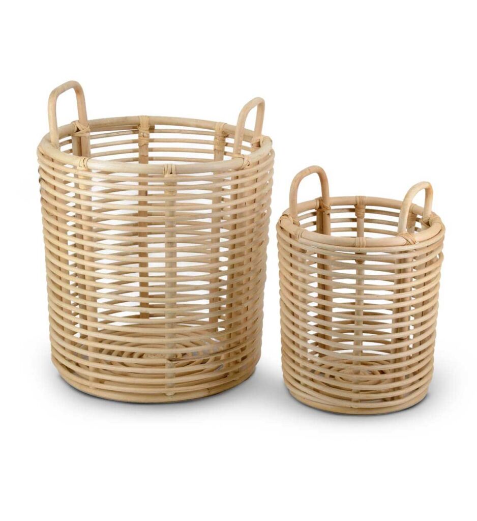 Conjunto de 2 cestos rattan natural