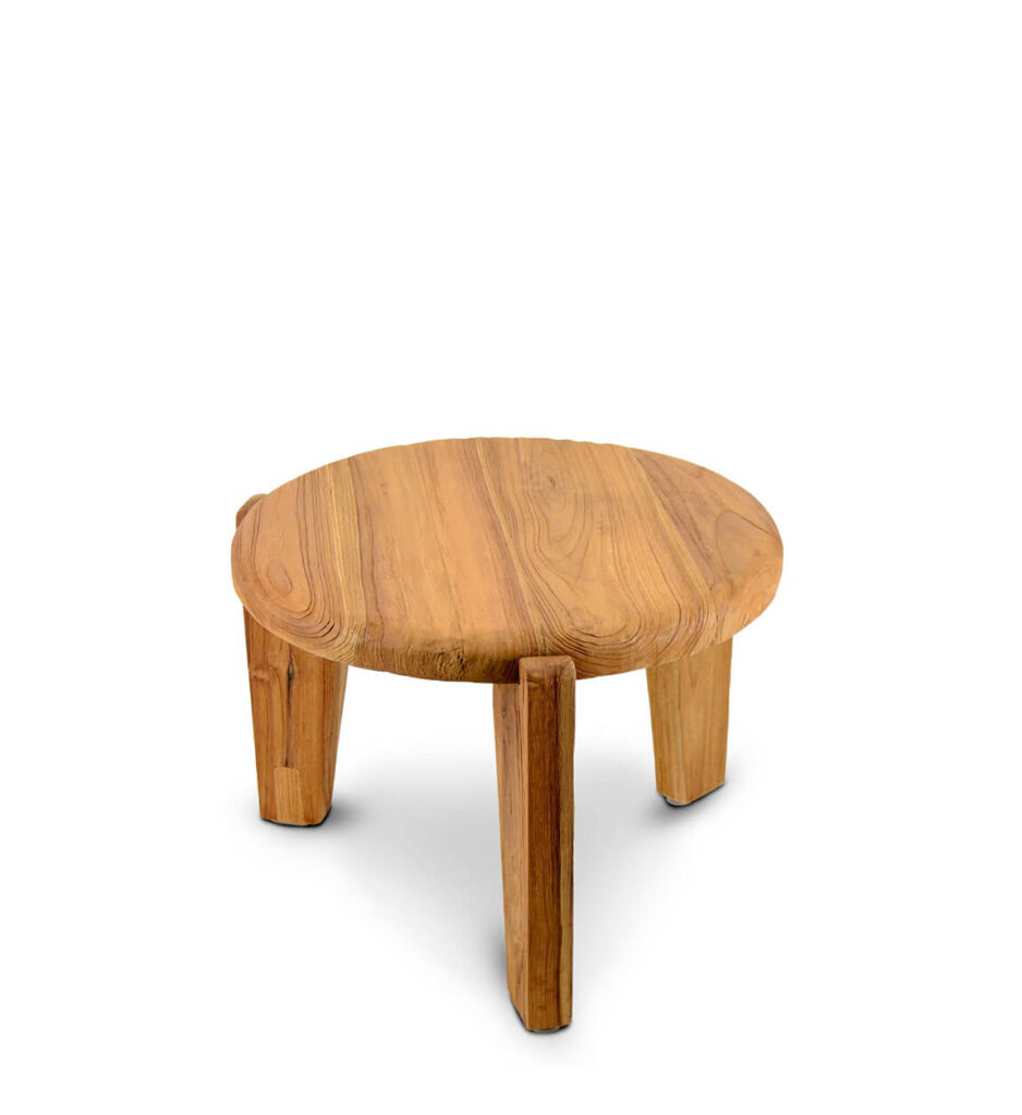 Mesa baja redonda madera maciza de 50 cm