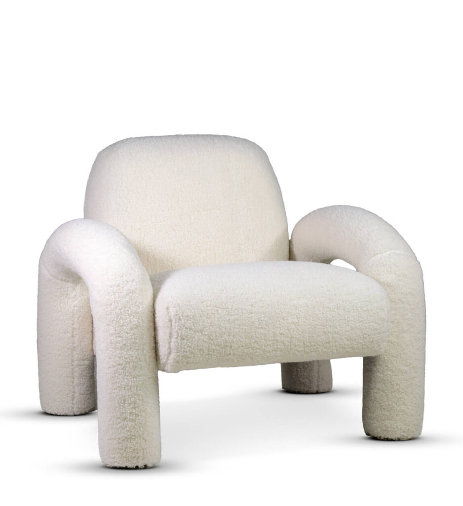 Sillon relax blanco tapizado lana