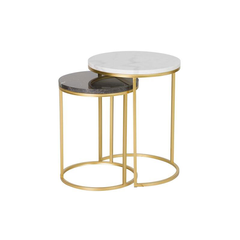 2 Mesas Nido Auxiliares Redondas Marmol Blanco Negro Aelsop 2 Mesas Nido Auxiliares Redondas Marmol Blanco Negro Aelsop