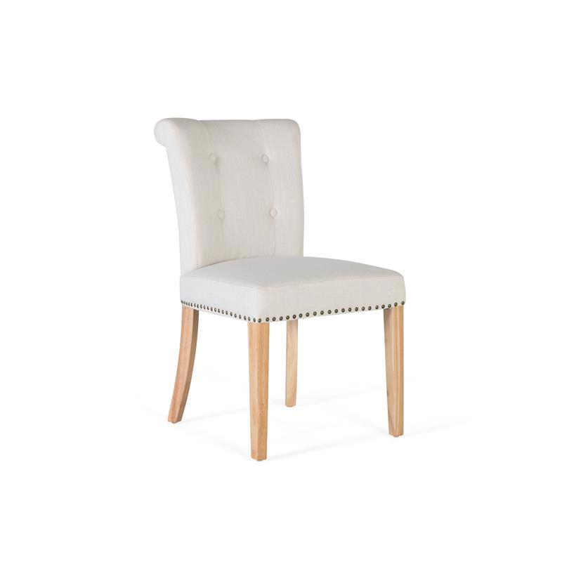 2 Sillas Tapizadas Beige Clasicas con Tachuelas Serie Acombe 2 Sillas Tapizadas Beige Clasicas con Tachuelas Serie Acombe