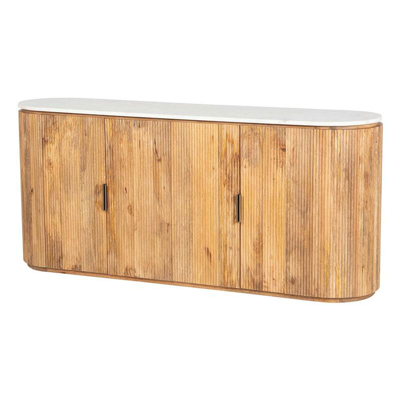 Aparador Ovalado Madera Mango y Marmol Serie Tyla Aparador Ovalado Madera Mango y Marmol Serie Tyla