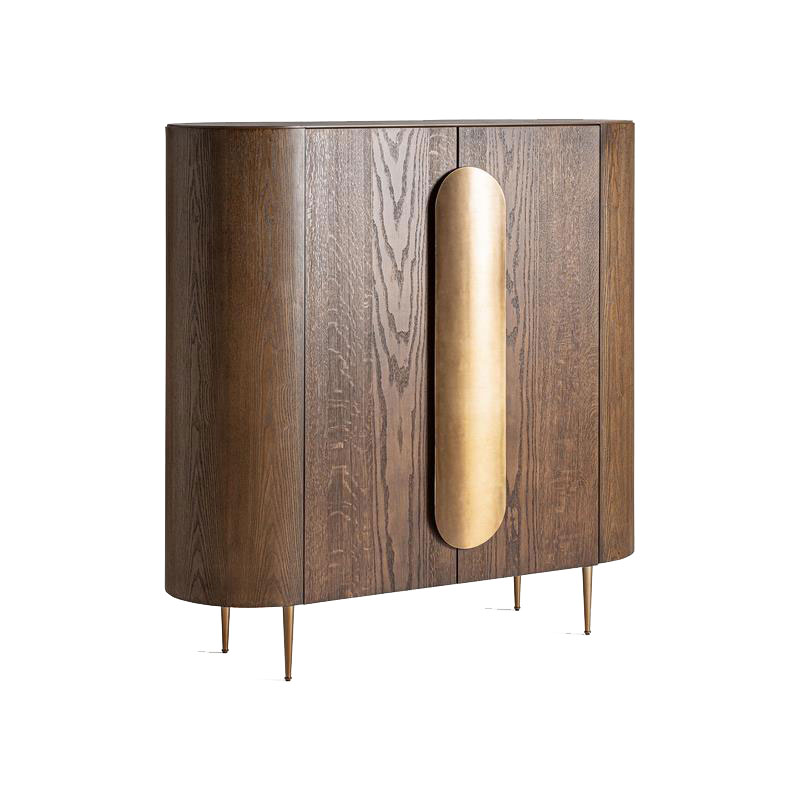 Armario Salon Moderno 2 Puertas Roble y Acero oro Treignac Armario Salon Moderno 2 Puertas Roble y Acero oro Treignac