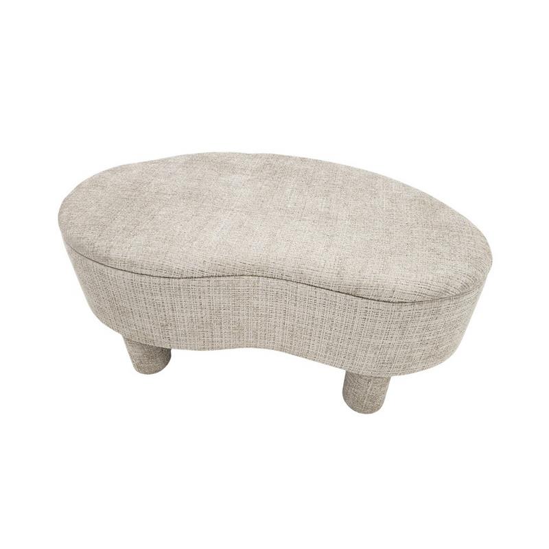 Baul Descalzadora Oval Moderno Tapizada Tela Beige - Serie Agall Baul Descalzadora Oval Moderno Tapizada Tela Beige - Serie Agall