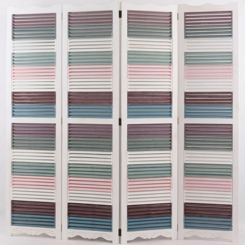 Biombo Paraban 4 Hojas Multicolor - Serie Alguea Biombo Paraban 4 Hojas Multicolor - Serie Alguea