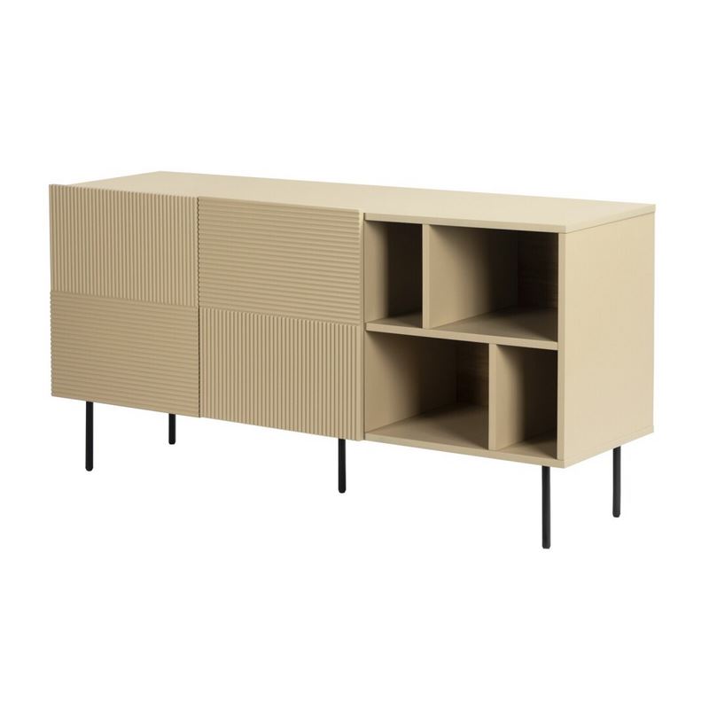 Buffet Aparador 2 Puertas Diseño Acanalado Color Beige Bester Buffet Aparador 2 Puertas Diseño Acanalado Color Beige Bester