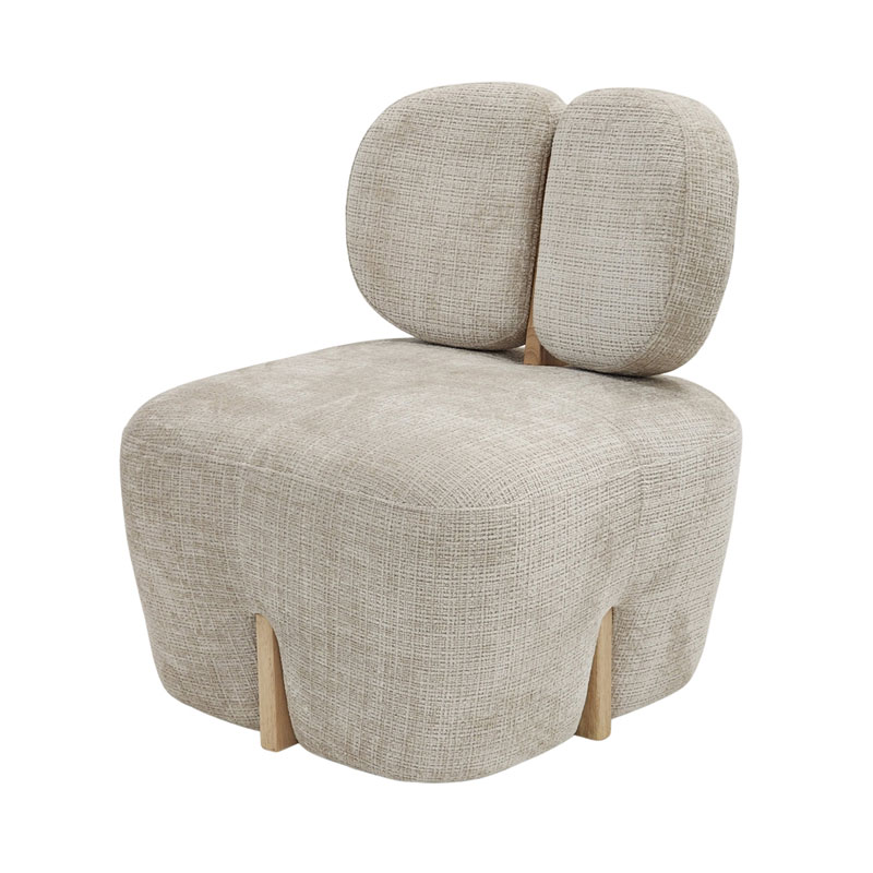 Butaca Salon Madera y Tapizado Beige Serie Arhoa Butaca Salon Madera y Tapizado Beige Serie Arhoa