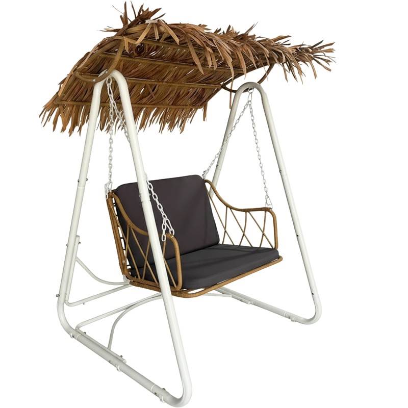 Columpio Jardin Rustico Acero Blanco y Ratan Sintetico - Apsey Columpio Jardin Rustico Acero Blanco y Ratan Sintetico - Apsey