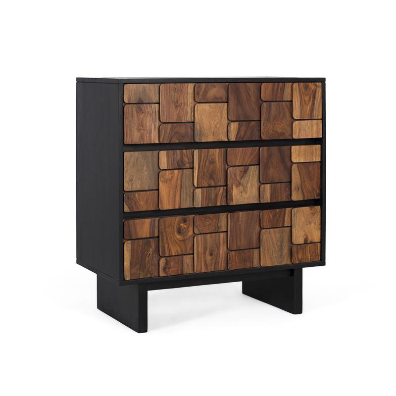Comoda Dormitorio 3 Cajones Bicolor Negro Madera Mysore Comoda Dormitorio 3 Cajones Bicolor Negro Madera Mysore
