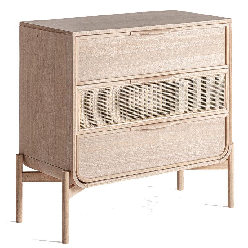 Comoda Dormitorio Actual 3 Cajones Madera Ratan Weurtz Comoda Dormitorio Actual 3 Cajones Madera Ratan Weurtz