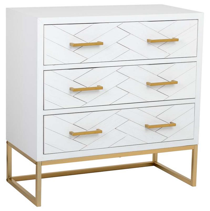 Comoda Dormitorio en Blanco 3 Cajones - Serie Alech Comoda Dormitorio en Blanco 3 Cajones - Serie Alech