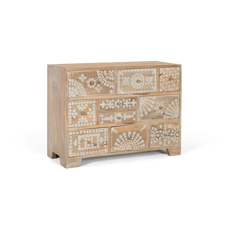 Comoda Rustica con Incrustaciones 10 Cajones - Serie Avriut Comoda Rustica con Incrustaciones 10 Cajones - Serie Avriut