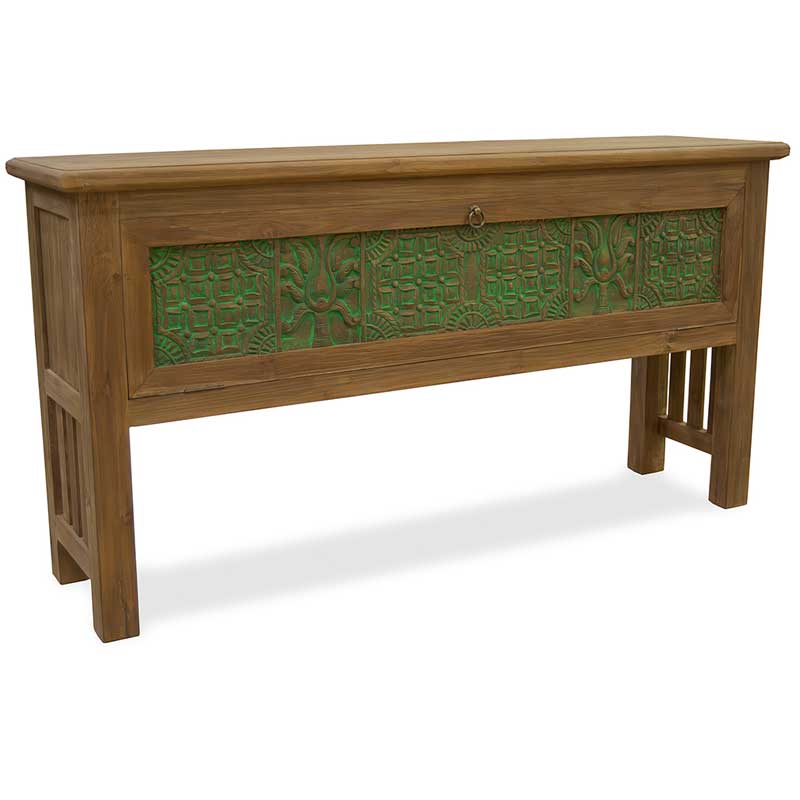 Consola Recibidor 1 Puerta Tallada Verde - Serie Alvinz Consola Recibidor 1 Puerta Tallada Verde - Serie Alvinz