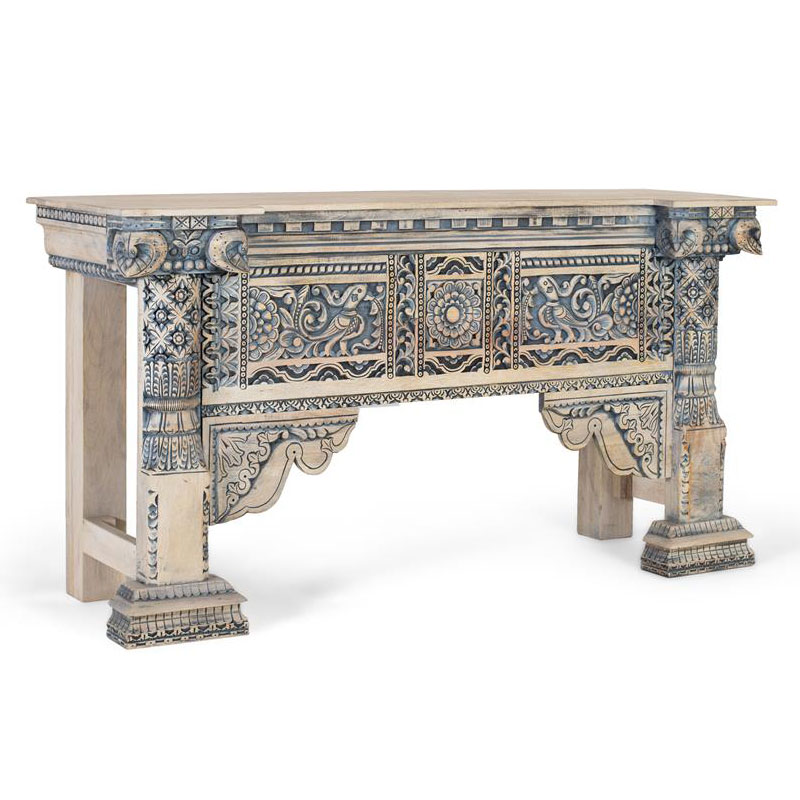 Consola Recibidor Oriental Madera Maciza Color Azulon Aclest Consola Recibidor Oriental Madera Maciza Color Azulon Aclest