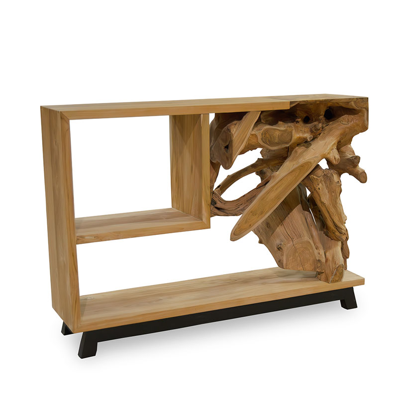 Consola Recibidor Rustica Madera y Raiz de Teca - Serie Arceda Consola Recibidor Rustica Madera y Raiz de Teca - Serie Arceda