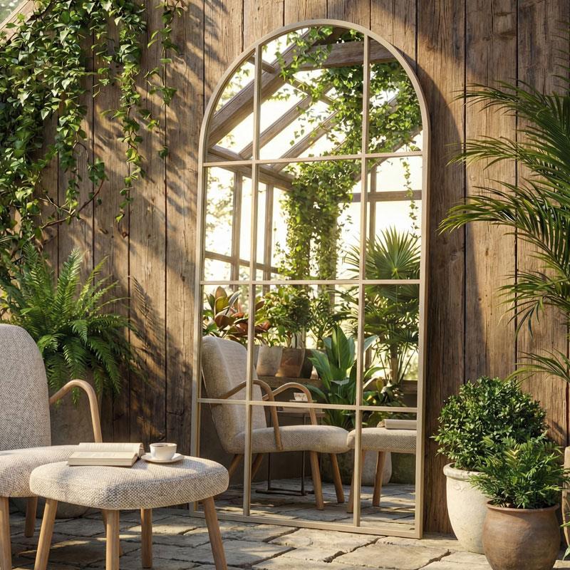 Espejo Arqueado Ventana Cuadriculas color topo Serie Ainans Espejo Arqueado Ventana Cuadriculas color topo Serie Ainans