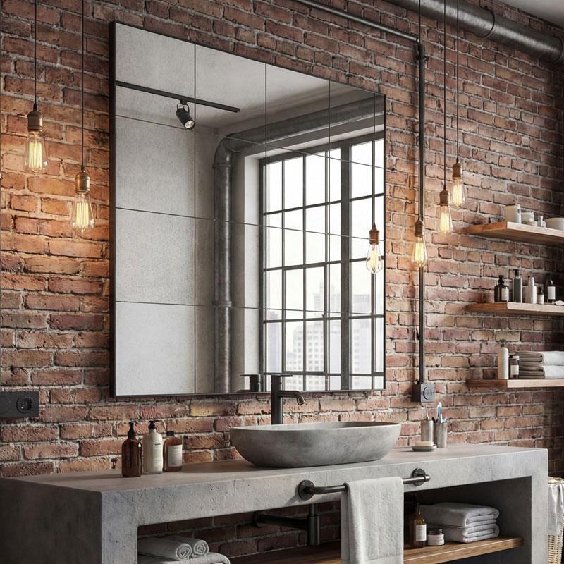 Espejo Decoracion Cuadrículas Marco Negro 100 cm Ainans Espejo Decoracion Cuadrículas Marco Negro 100 cm Ainans