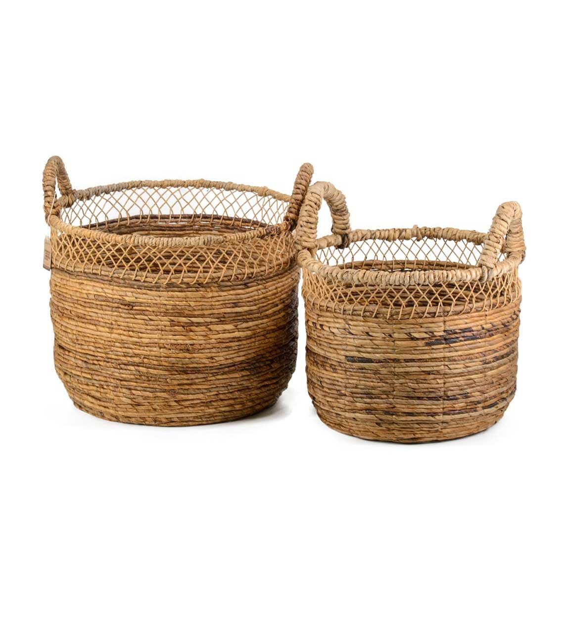 Juego de 2 Cestas Redondas Davos Rattan Abaca Serie Titus