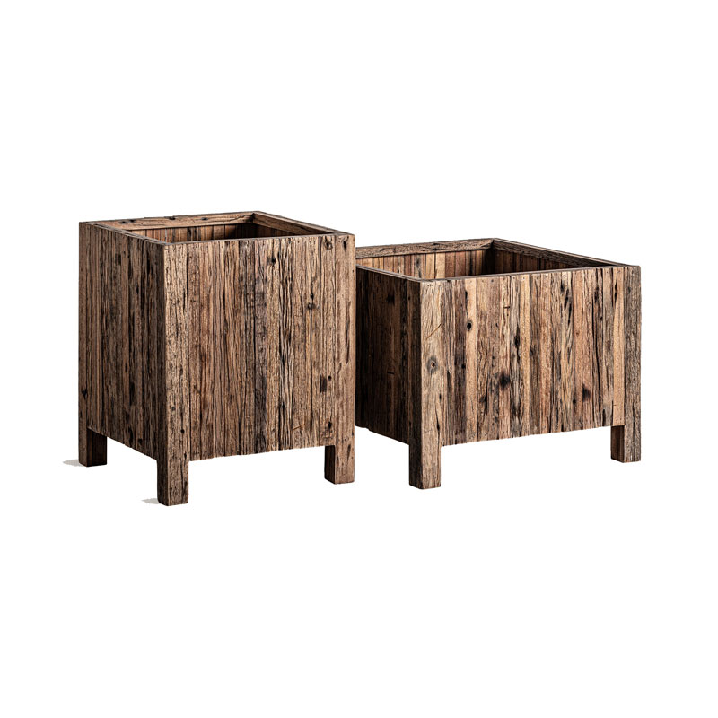 Juego de 2 Maceteros de Madera Rustica Reciclada Serie Samsun Juego de 2 Maceteros de Madera Rustica Reciclada Serie Samsun