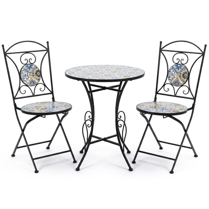 Juego de 2 Sillas y Mesa Jardín Tapa Baldosa Cerámica Audyn Juego de 2 Sillas y Mesa Jardín Tapa Baldosa Cerámica Audyn