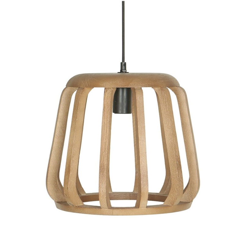 Lampara Colgante Pequeña Madera Color Toffe - Serie Aliquo Lampara Colgante Pequeña Madera Color Toffe - Serie Aliquo