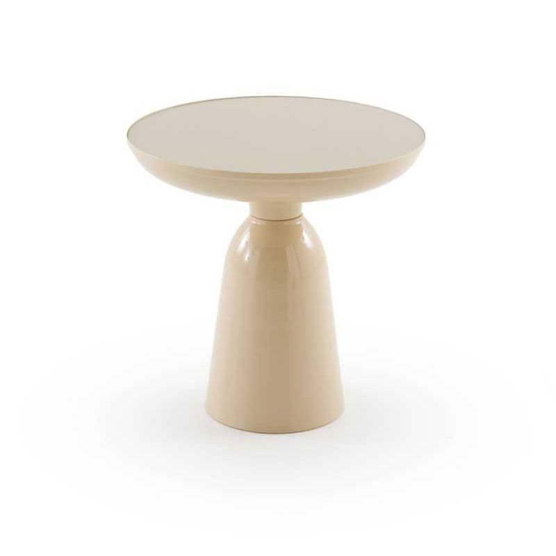 Mesa Auxiliar Metalica Beig con Cristal - Serie Anento Mesa Auxiliar Metalica Beig con Cristal - Serie Anento