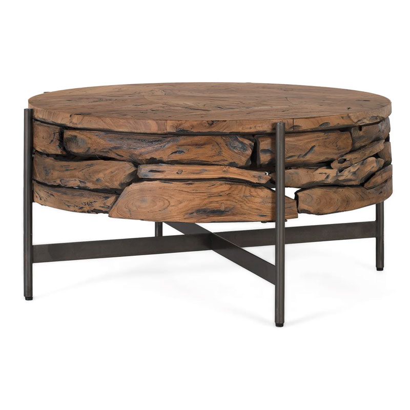 Mesa Centro Rustica Teca Acero Serie Aforest Mesa Centro Rustica Teca Acero Serie Aforest