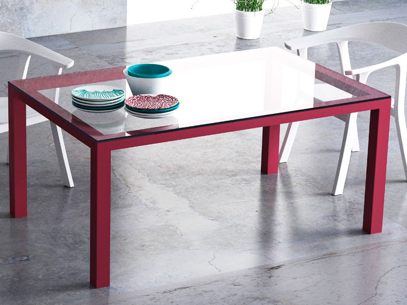 Mesa Comedor Acero Cristal Moderna Boston Serie Anthon