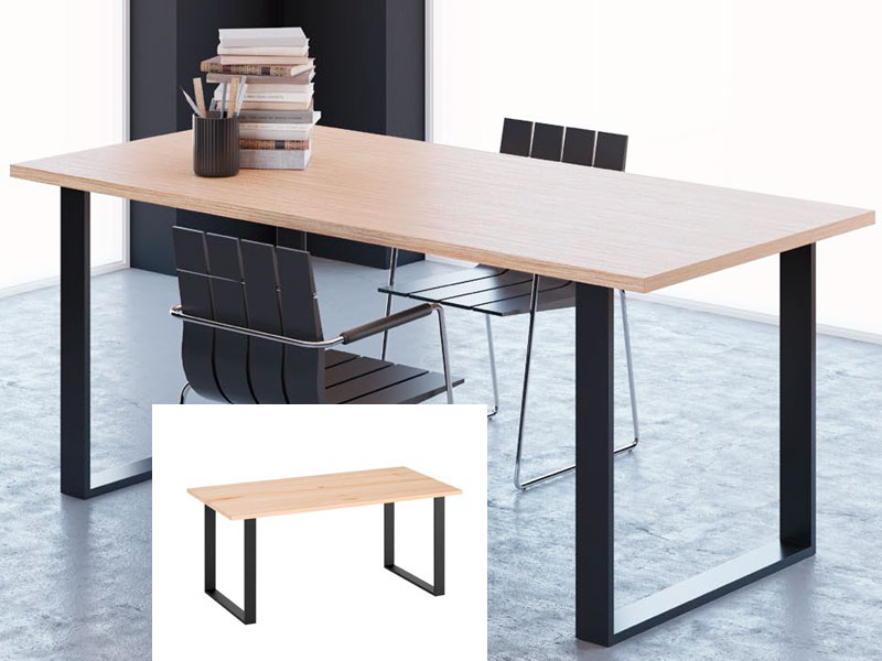 Mesa Comedor Industrial Cuadro Acero y Madera Arisats