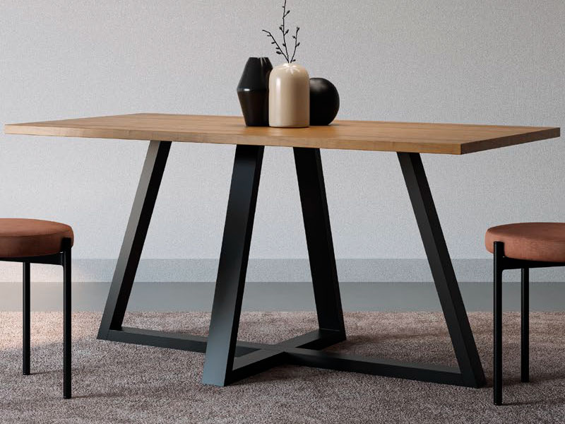 Mesa Comedor Moderna Acero y Madera Serie Arisats