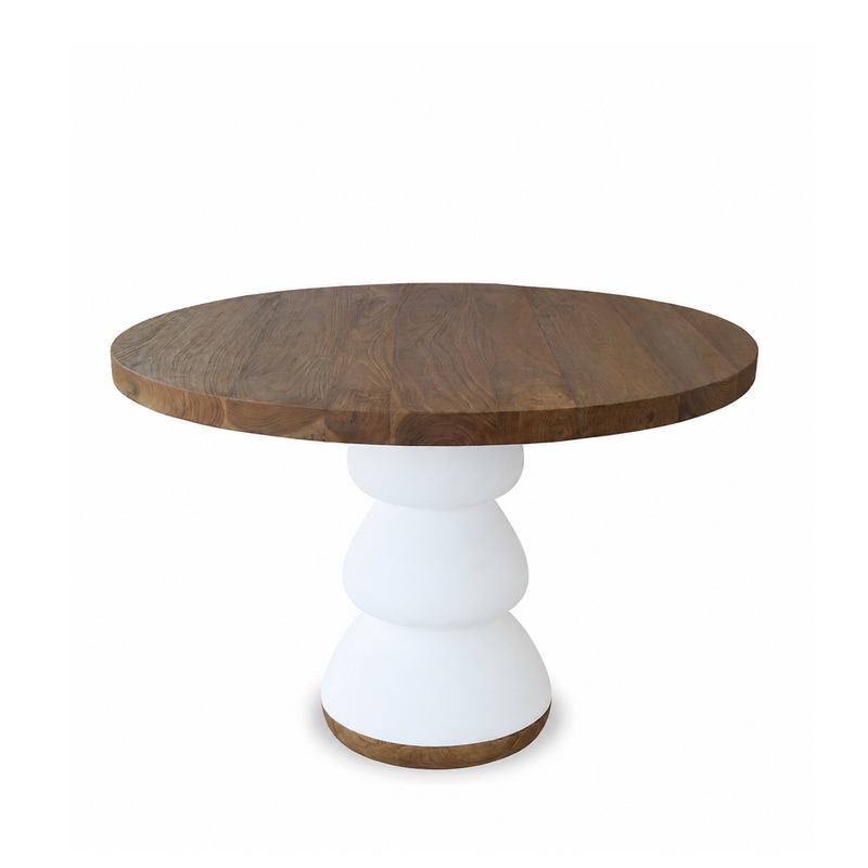 Mesa Comedor Redonda Bicolor Blanco Madera - Serie Aferoe Mesa Comedor Redonda Bicolor Blanco Madera - Serie Aferoe