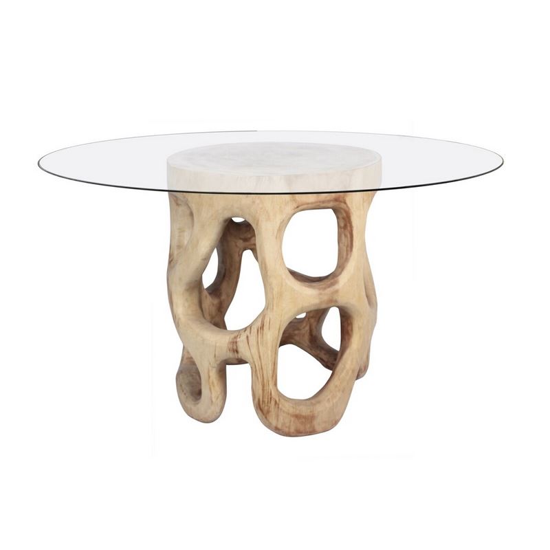 Mesa Comedor Redonda Tronco de Suar y Cristal Agrelo Mesa Comedor Redonda Tronco de Suar y Cristal Agrelo