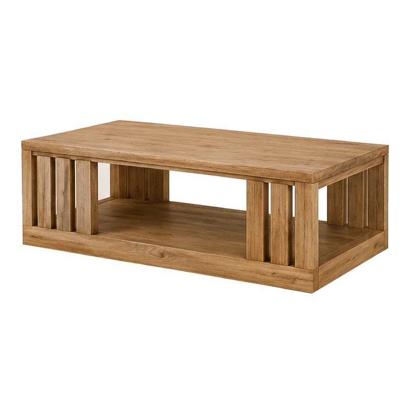 Mesa de Centro Rustica de 120 cm con Revistero - Serie Aravid Mesa de Centro Rustica de 120 cm con Revistero - Serie Aravid