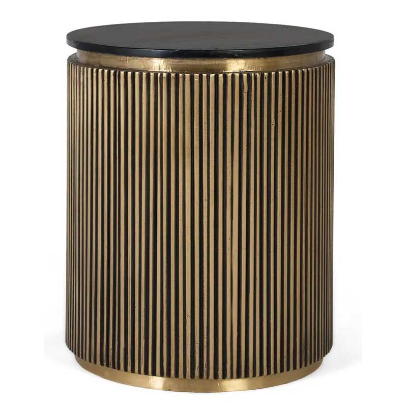 Mesa Redonda Auxiliar de 50 cm Negro Oro - Serie Aboiat Mesa Redonda Auxiliar de 50 cm Negro Oro - Serie Aboiat