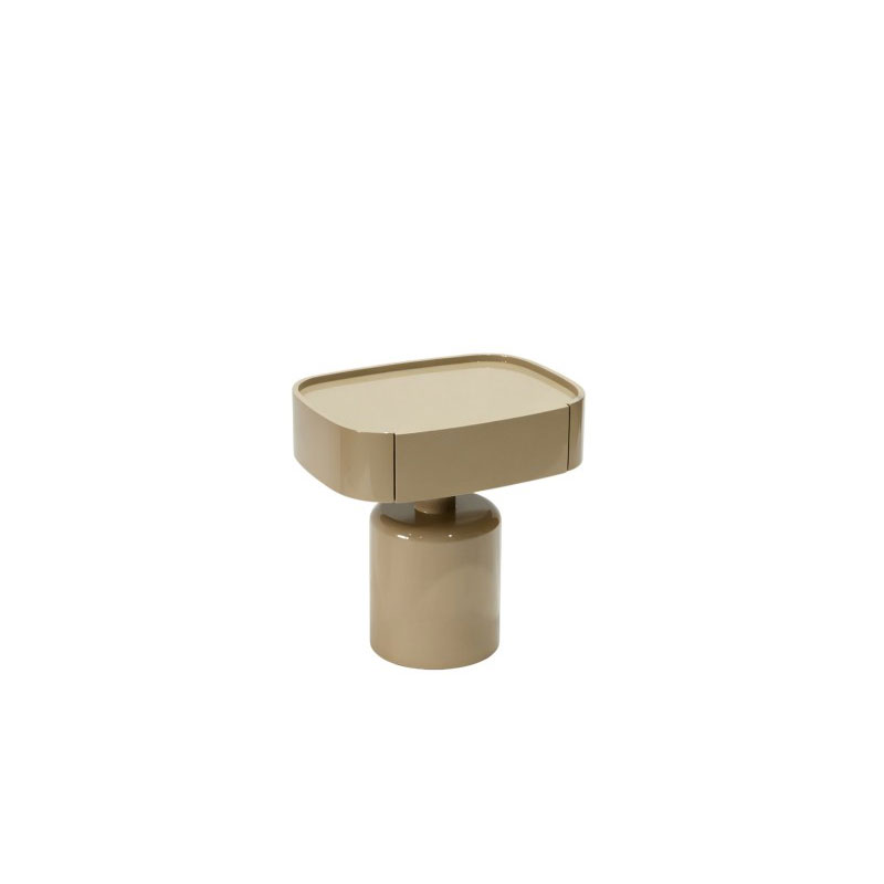 Mesita Auxiliar Moderna 1 Cajon Color Taupe Brillo Serie Amalfi Mesita Auxiliar Moderna 1 Cajon Color Taupe Brillo Serie Amalfi