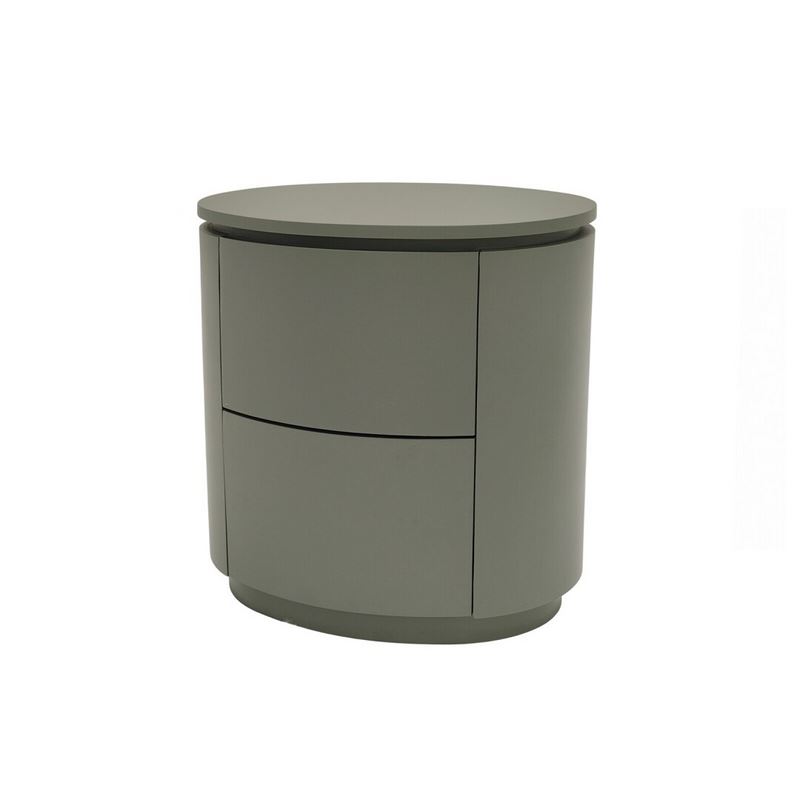 Mesita de Noche Oval 2 Cajones Lacado Verde Serie London Mesita de Noche Oval 2 Cajones Lacado Verde Serie London