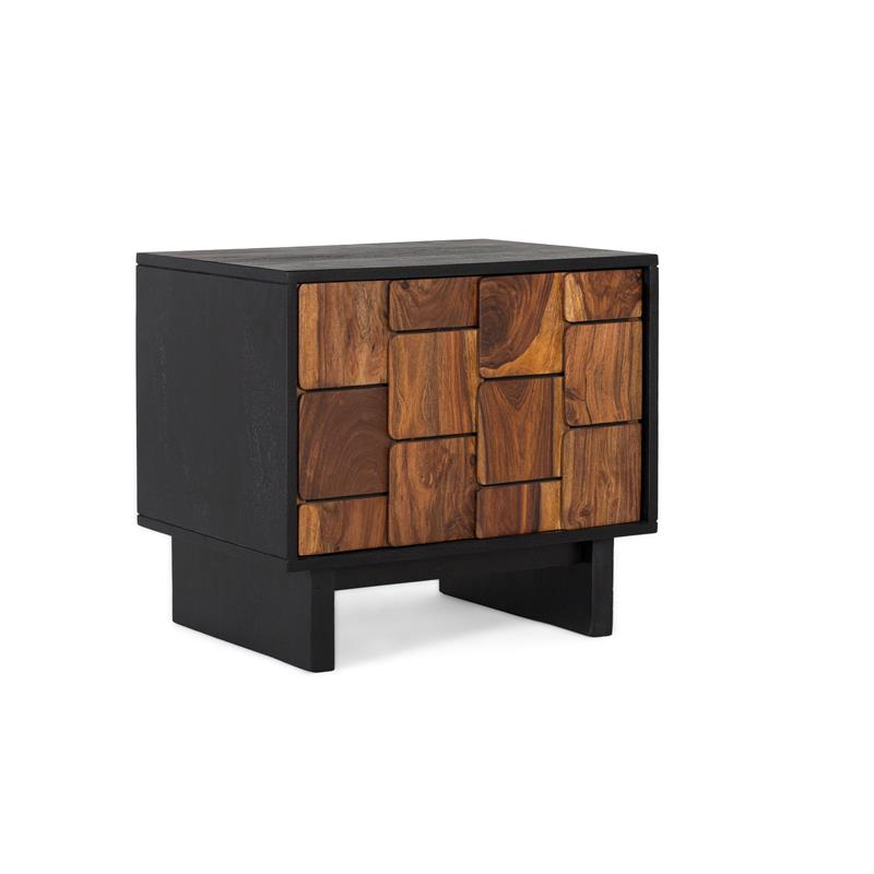 Mesita Noche 1 Puerta Bicolor Negro Madera Serie Mysore Mesita Noche 1 Puerta Bicolor Negro Madera Serie Mysore