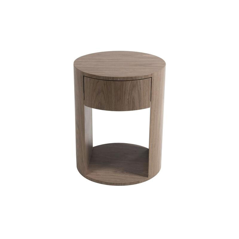 Mesita Noche Moderna Redonda 1 Cajon y Estante Serie Ligna Mesita Noche Moderna Redonda 1 Cajon y Estante Serie Ligna