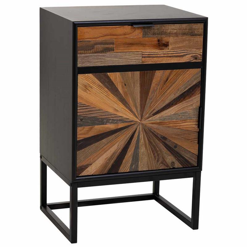 Mesita Noche Rustica Industrial 1 Cajon 1 Puerta - Serie Antoin Mesita Noche Rustica Industrial 1 Cajon 1 Puerta - Serie Antoin