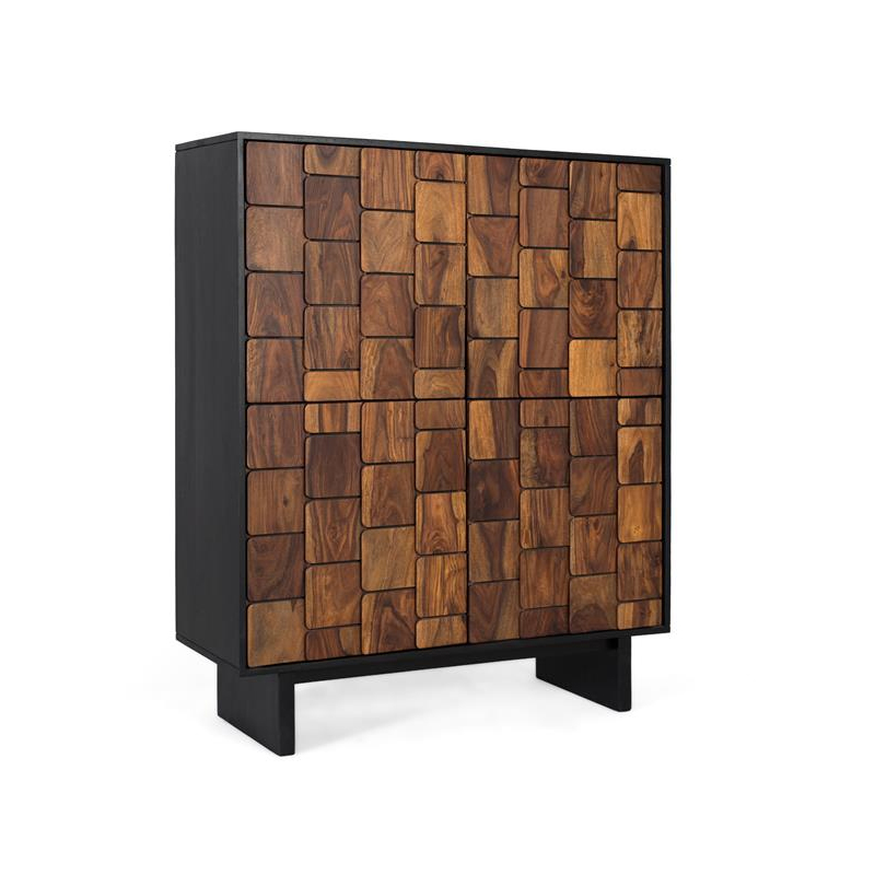 Mueble Bar 4 Puertas Bicolor Negro Madera Serie Mysore Mueble Bar 4 Puertas Bicolor Negro Madera Serie Mysore