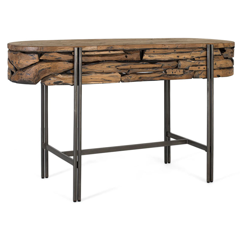 Mueble Recibidor Rustico Teca Acero Serie Aforest Mueble Recibidor Rustico Teca Acero Serie Aforest