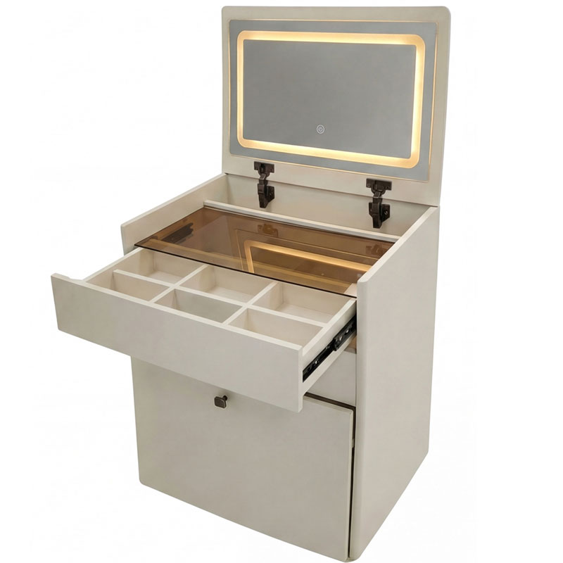 Mueble Tocador con Espejo y Banco Color Blanco - Serie Aloigny Mueble Tocador con Espejo y Banco Color Blanco - Serie Aloigny