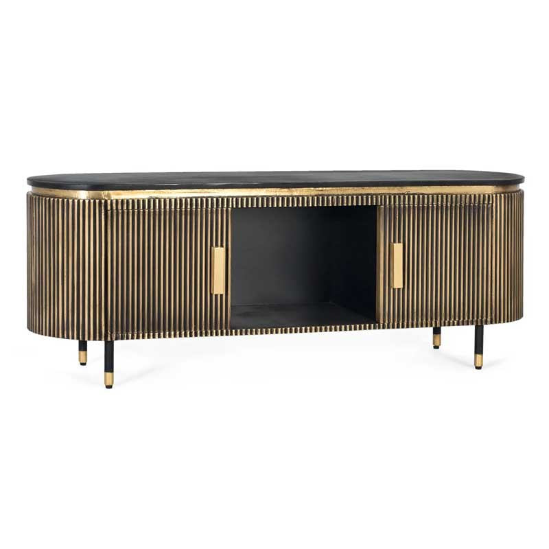 Mueble TV 2 Puertas 150 cm Negro Oro - Serie Aboiat Mueble TV 2 Puertas 150 cm Negro Oro - Serie Aboiat