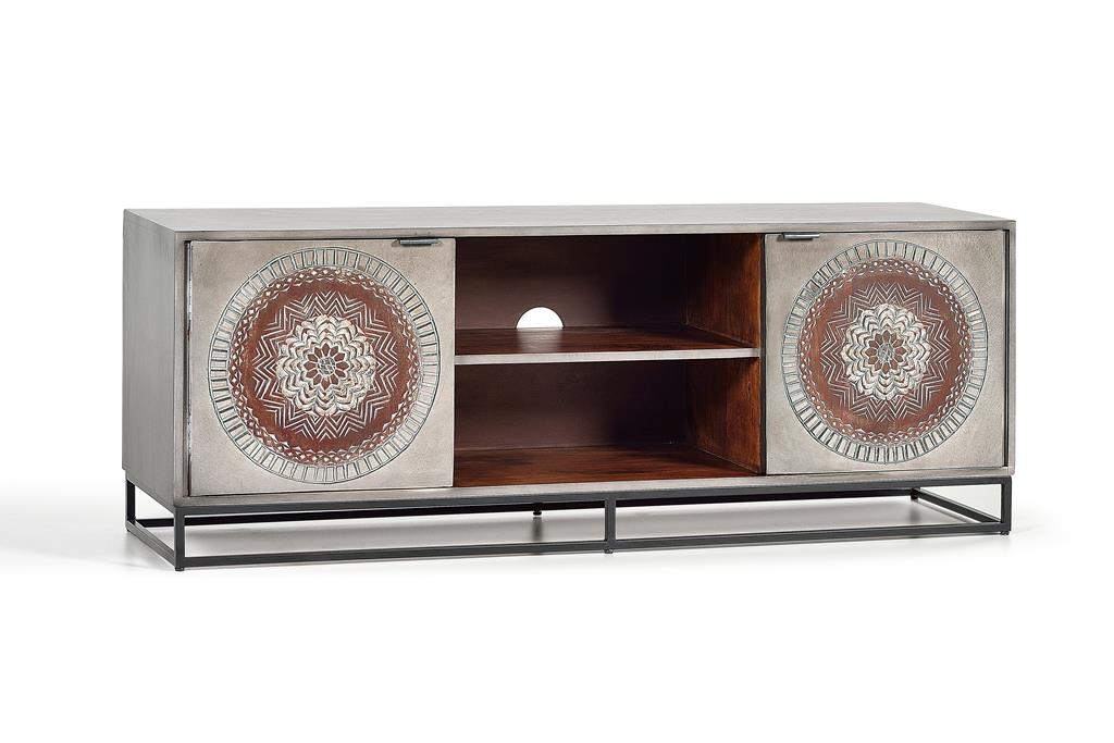 Mueble TV 2 Puertas Madera Decorada Etnica Wood Mandala