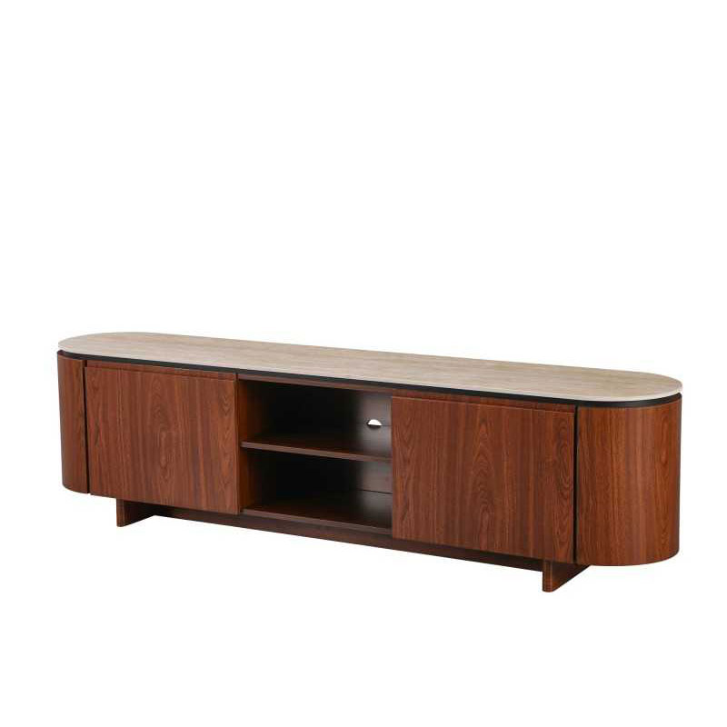 Mueble TV Actual 2 Puertas y Estantes Color Nogal Serie Allois Mueble TV Actual 2 Puertas y Estantes Color Nogal Serie Allois
