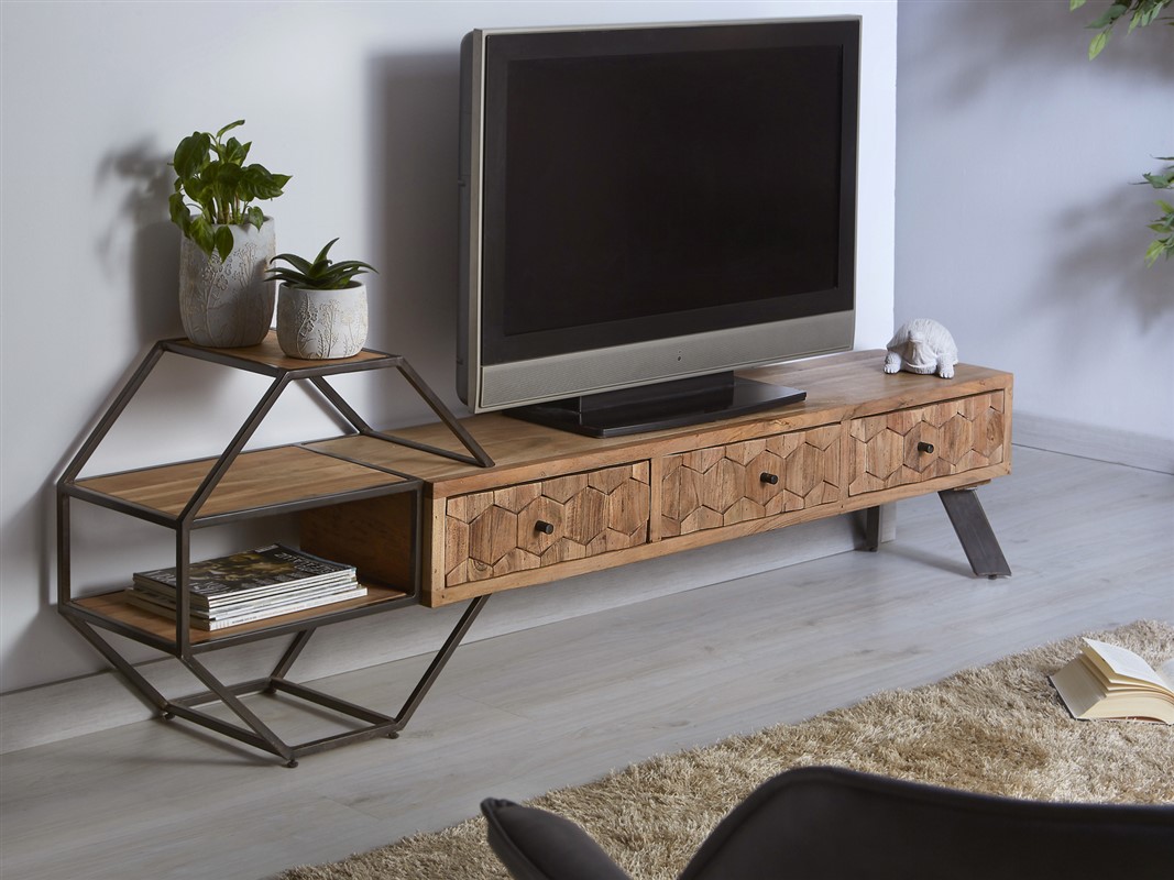 Mueble TV Estanteria Estilo Industrial Madera Forja Aoctan