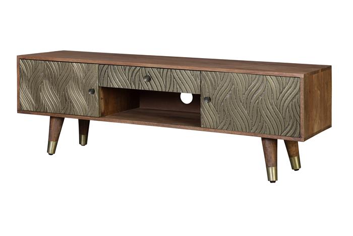 Mueble TV Madera Mango Detalles en Bronce Repujado Adiasn